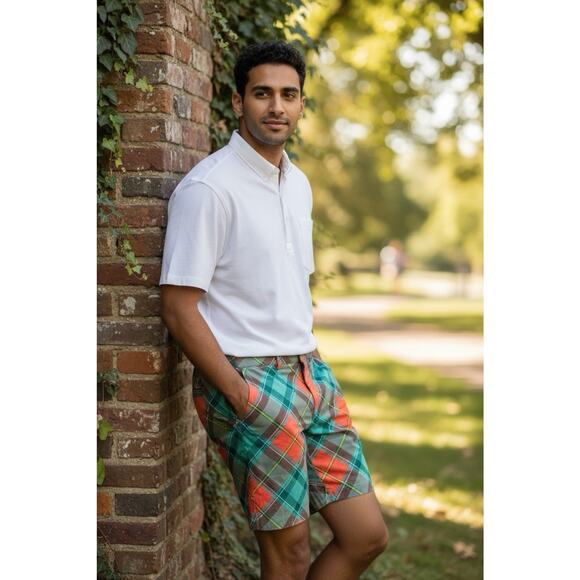 Loudmouth Golf Shorts Mens Size 40 Flat Front Geometric Geo Soft Stretch Chino - Picture 2 of 12